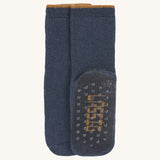 The Lassig organic cotton anti-slip grippy socks in navy blue.