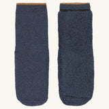 The Lassig organic cotton anti-slip grippy socks in navy blue.