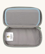 A close up of the inside of the Lassig spacy neon yellow pencil case showing the spacious compartment to hold different stationary