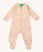 Little Green Radicals organic babygrow in puddle ducks available at Babipur. A soft GOTS organic cotton all in one in light pink with a full length zip
