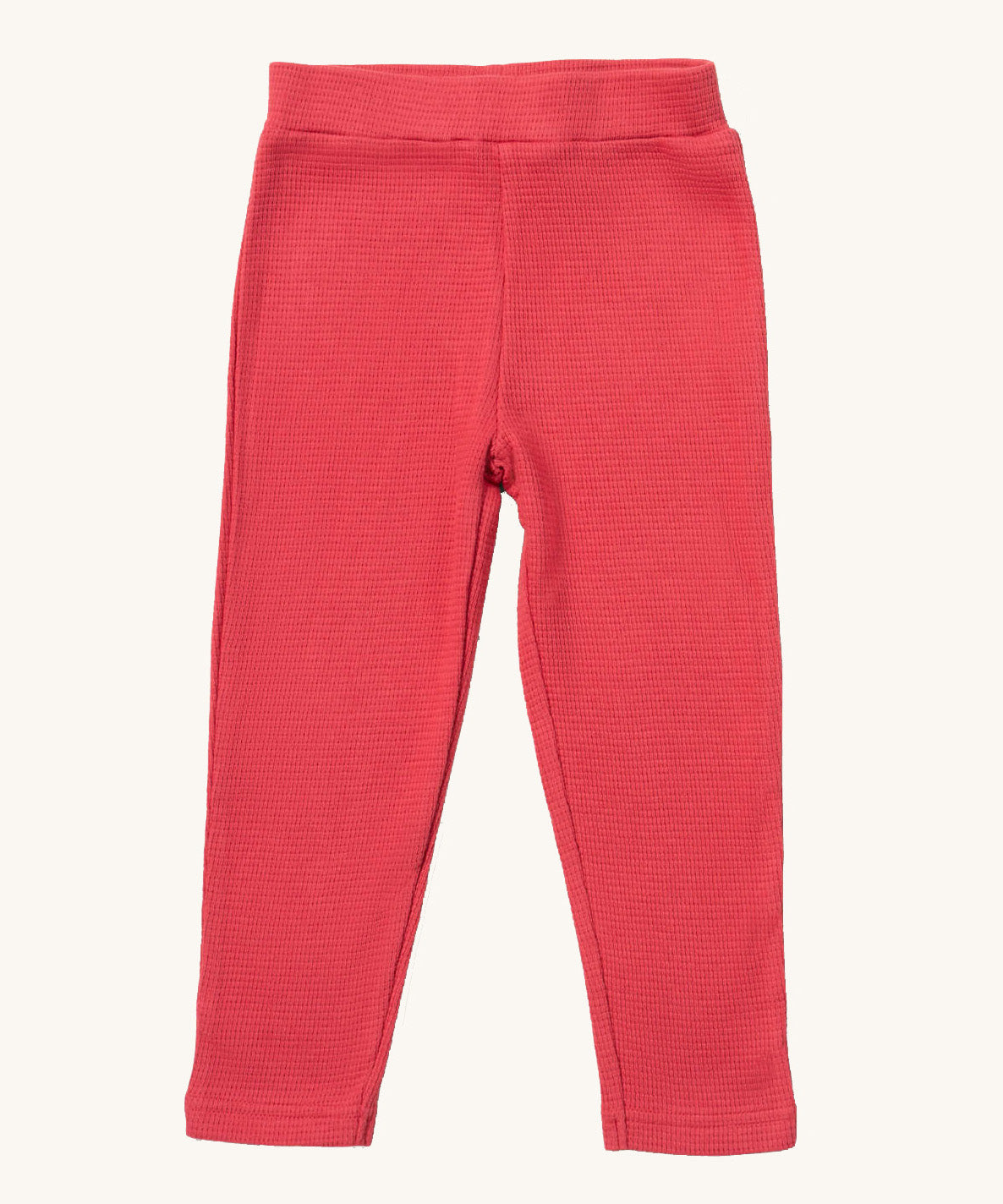 Little Green Radicals pink berry waffle leggings available at Babipur. A soft pink GOTS organic cotton leggings in a waffle knit style. Features a elasticated waist band for a comfy fit