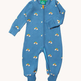 Little Green Radicals Blue Rainbows Zip Organic Babygrow. Little green Radicals have a wide range of organic cotton, Fairtrade clothing and outerwear for babies and children available here at Babipur.