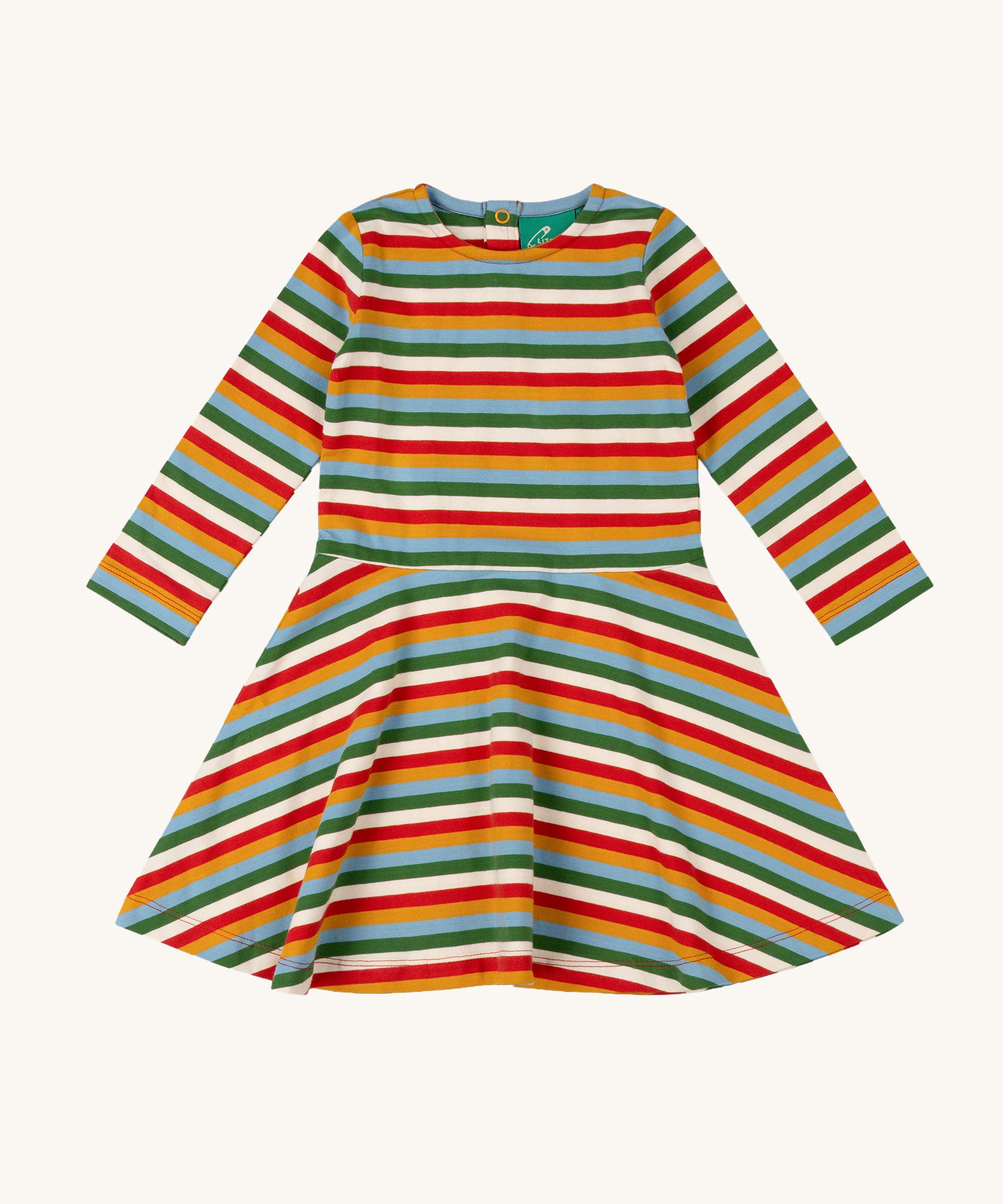 Little Green Radicals Long Sleeve Spinny Dress Rainbow Stripes
