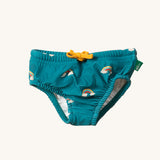 Little Green Radicals Teal Rainbows UPF 50+ Recycled Reusable Swim Nappy.