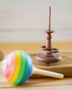 Mader childrens hand carved solid wood spinning top
