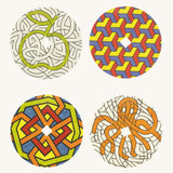 The pre-coloured sides of the cardboard discs to go with the Mader 'So And So' DIY wooden spinning top