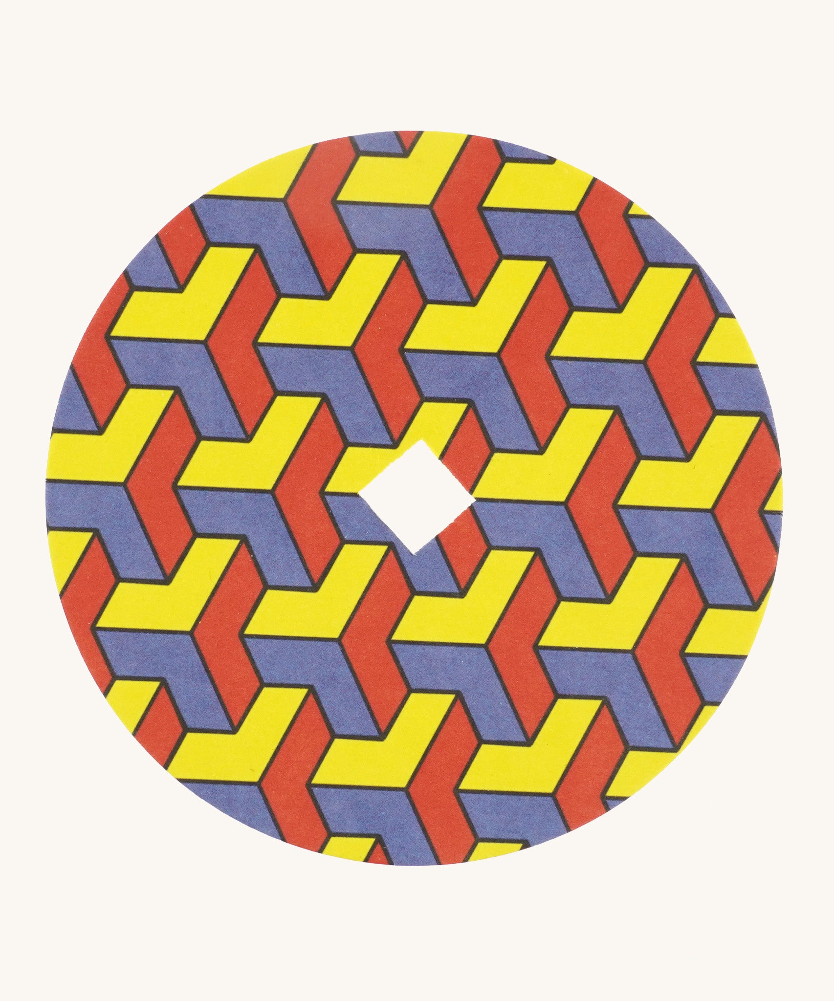 The '3D' design cardboard panel to go on the Mader wooden spinning top.