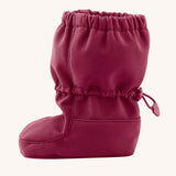 Side image of the Mamalila baby allrounder winter booties in berry pink colour available at Babipur showing the elasticated ankle cuff detail