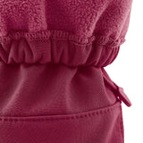 A close up of the Mamalila  baby allrounder winter booties in berry pink available at Babipur showing the toggle detail and fleece inner