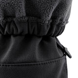 A close up of the Mamalila  baby allrounder winter booties in black available at Babipur showing the toggle detail and fleece inner