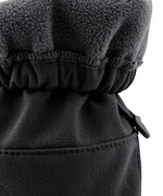 A close up of the Mamalila  baby allrounder winter booties in black available at Babipur showing the toggle detail and fleece inner