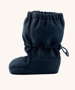 Side image of the Mamalila baby allrounder winter booties in navy blue colour available at Babipur showing the elasticated ankle cuff detail