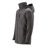 Mamalila Shelter Men's Babywearing Rain Jacket in Anthracite. Side view of this men's technical babywearing rain coat without the baby carrier insert. White background