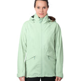 A person wearing the Mamalila Outdoor Explorer Babywearing Jacket - Mint