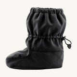 Side image of the Mamalila toddler allrounder winter booties in the black colour available at Babipur showing the elasticated ankle cuff detail
