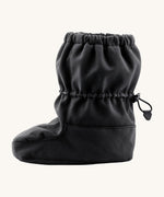 Side image of the Mamalila toddler allrounder winter booties in the black colour available at Babipur showing the elasticated ankle cuff detail