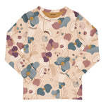 Meyadey kid's organic cotton long sleeve top in the Tropical Orchid print on a white background