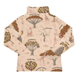 Meyadey childrens eco-friendly savanna woodland print long sleeve turtle neck top on a white background