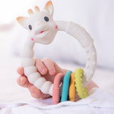 multi textured white teething ring