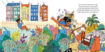 Pages of the my must have mum childrens book showing a woman sorting through a colourful pile of junk