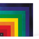 Naef's Angular construction toy arranged in a rainbow square shape on a white background.