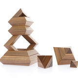 Naef Diamond stacking shape toy layed out on a white background.
