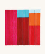 Flat lay of Naef Tigno coloured wooden blocks arranged by size and shade. Premium precision cut German wooden puzzle pieces made from ash wood.