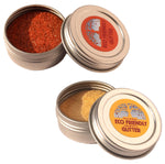 2 pots of Natural Earth eco-friendly kids glitter open on a white background