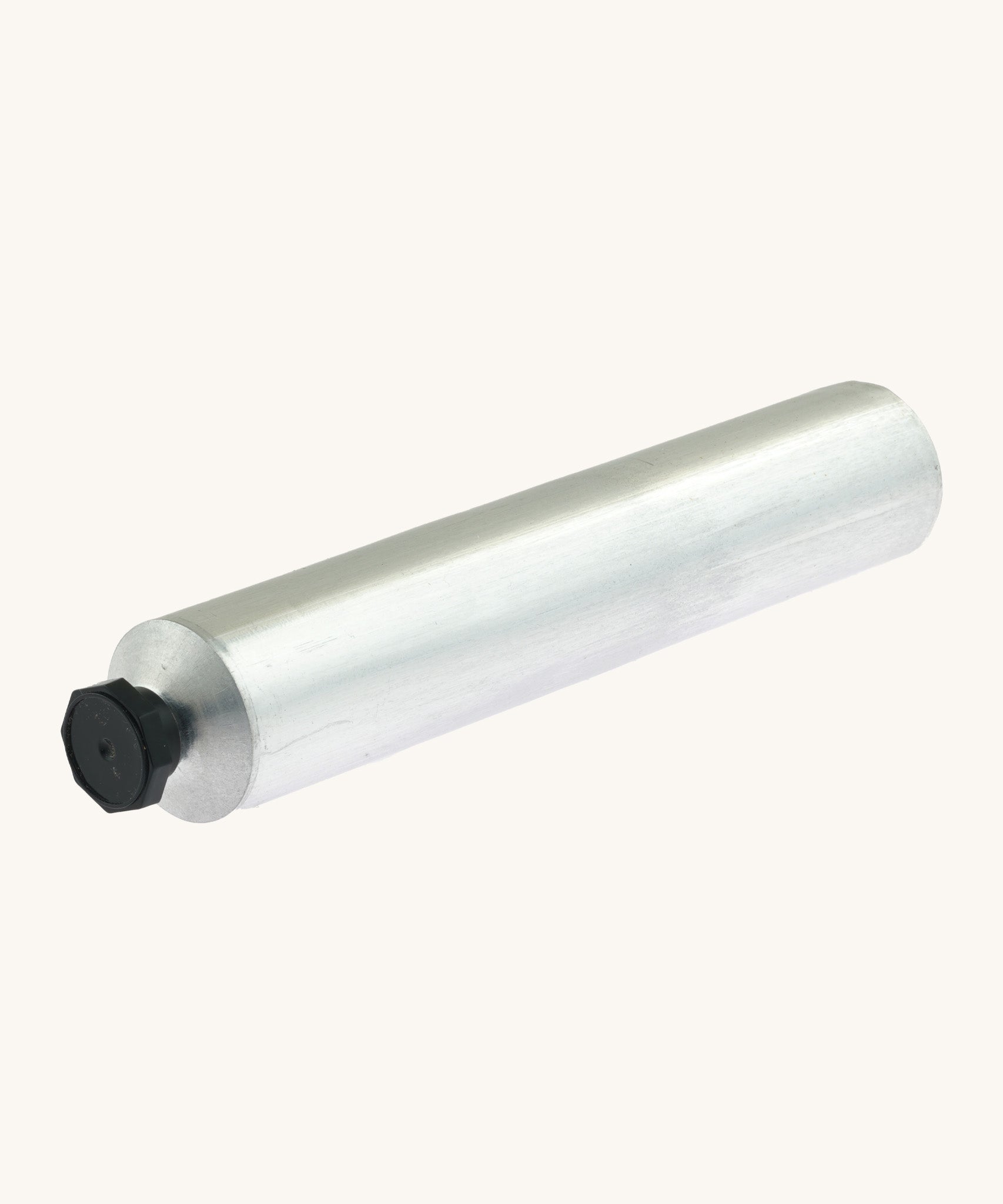 A blank flexible aluminium tube from Natural Earth Paint. Features a black screw cap to keep the contents inside the tube