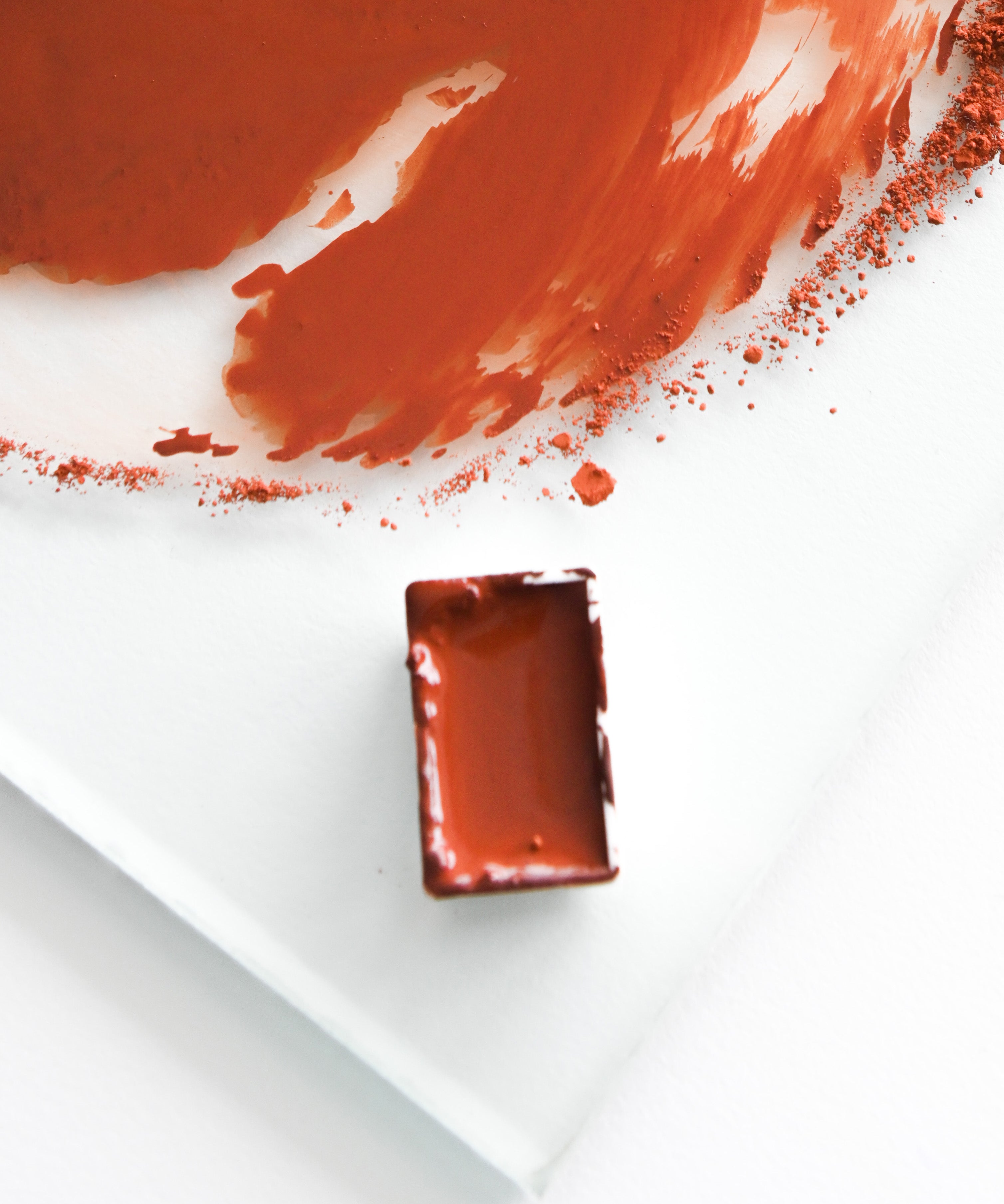 Natural Earth Paint watercolour pan filled with red paint