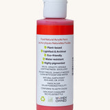 Back view of the Natural Earth Paint scarlet red acrylic paint bottle