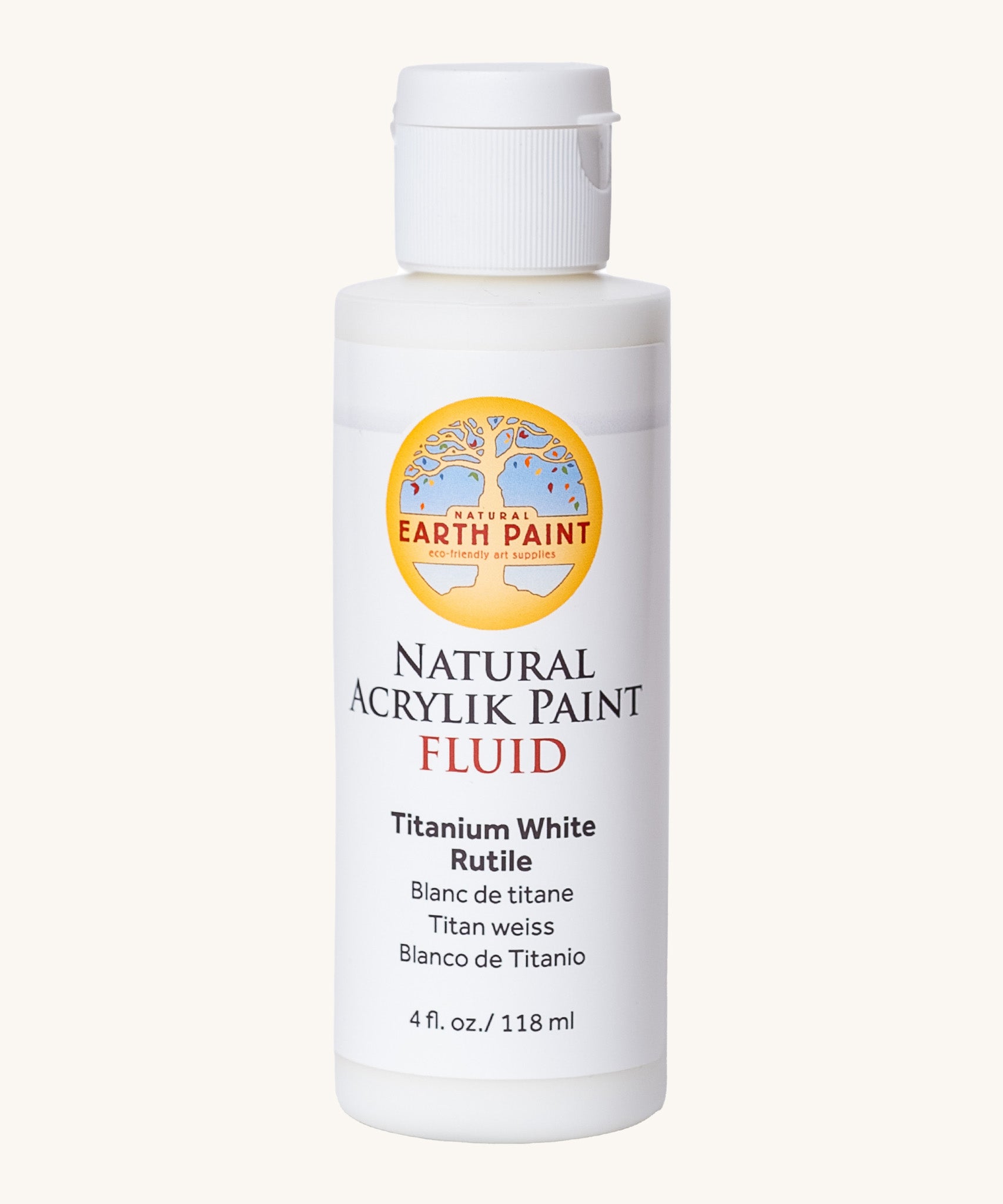 Natural Earth Paint titanium white acrylic paint in a 118ml bottle