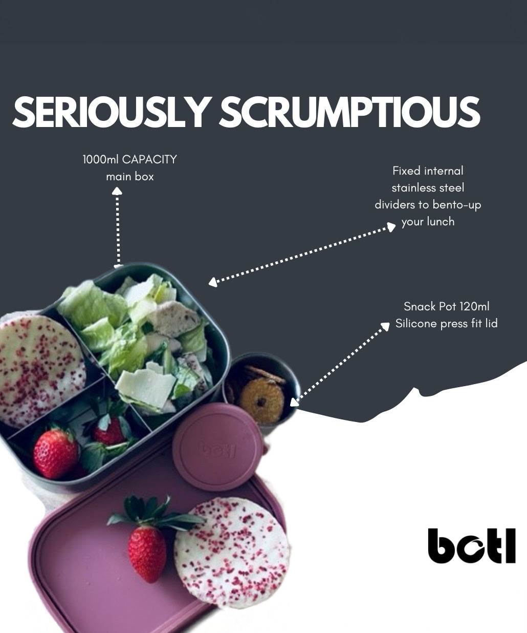 Information on the different features that come with the One Green Bottle lunchbox