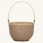 Olli Ella Small light grey Blossom Basket with handle up pictured on a plain background