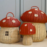 The Olli Ella rattan red toadstool baskets and lamp.