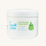 Organic Babies Mum & Baby Rescue Balm in a 100ml pot on a plain background.