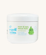 Organic Babies Mum & Baby Rescue Balm in a 100ml pot on a plain background.