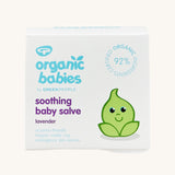 Organic Babies Soothing Baby Salve packaging box on a plain background.