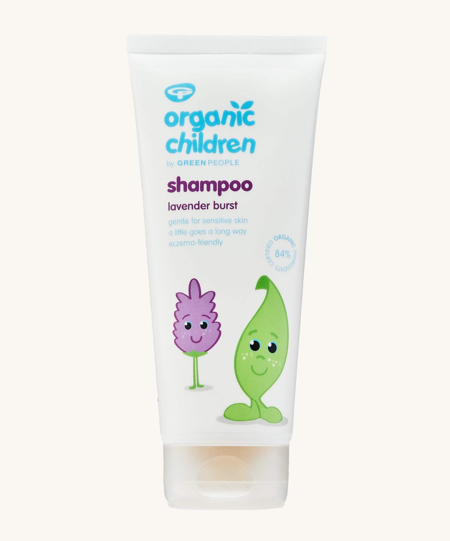 Organic Children Lavender Burst Shampoo in a 200ml tube on a plain background.