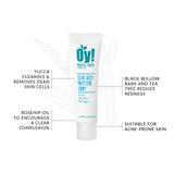 An info graphic featuring the OY! Clear Skin Purifying Serum