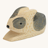 Ostheimer small Black and White Rabbit wooden toy figure on a plain background.