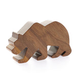 O-WOW handmade walnut bear toy on a white background