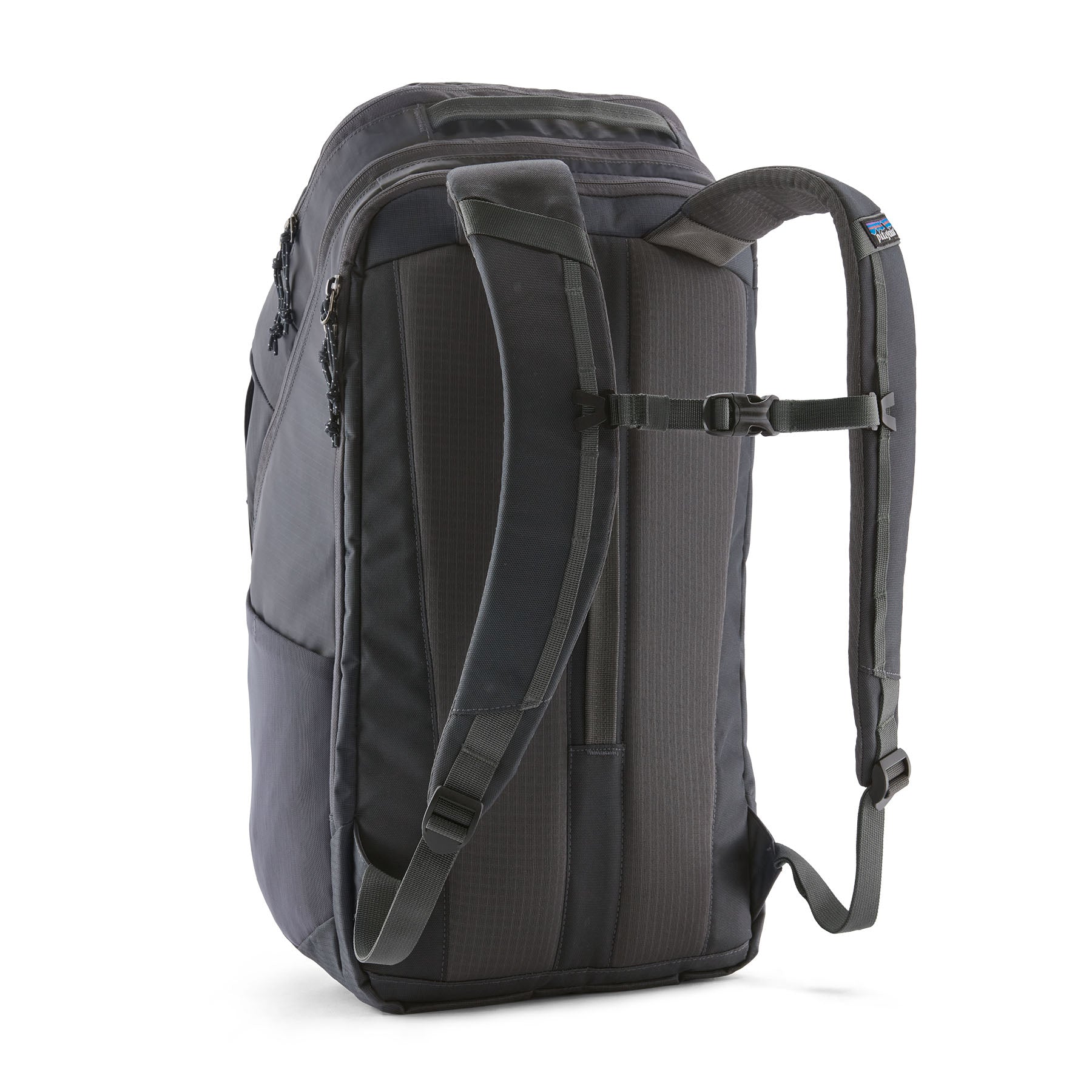The back of The Patagonia Black Hole Pack 32 litre capacity backpack in smolder slate-blue