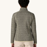 A woman wearing the Patagonia Women's Better Sweater Jacket with a scales pattern We have a wide selection of Patagonia adults and children's clothing here at Babipur.