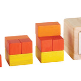 PlanToys Fractions Cubes on a plain background. The cubes are shown out of their packaging.