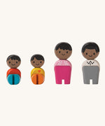 The PlanToys PlanWorld Black Skin, Black Hair Family on a plain background.