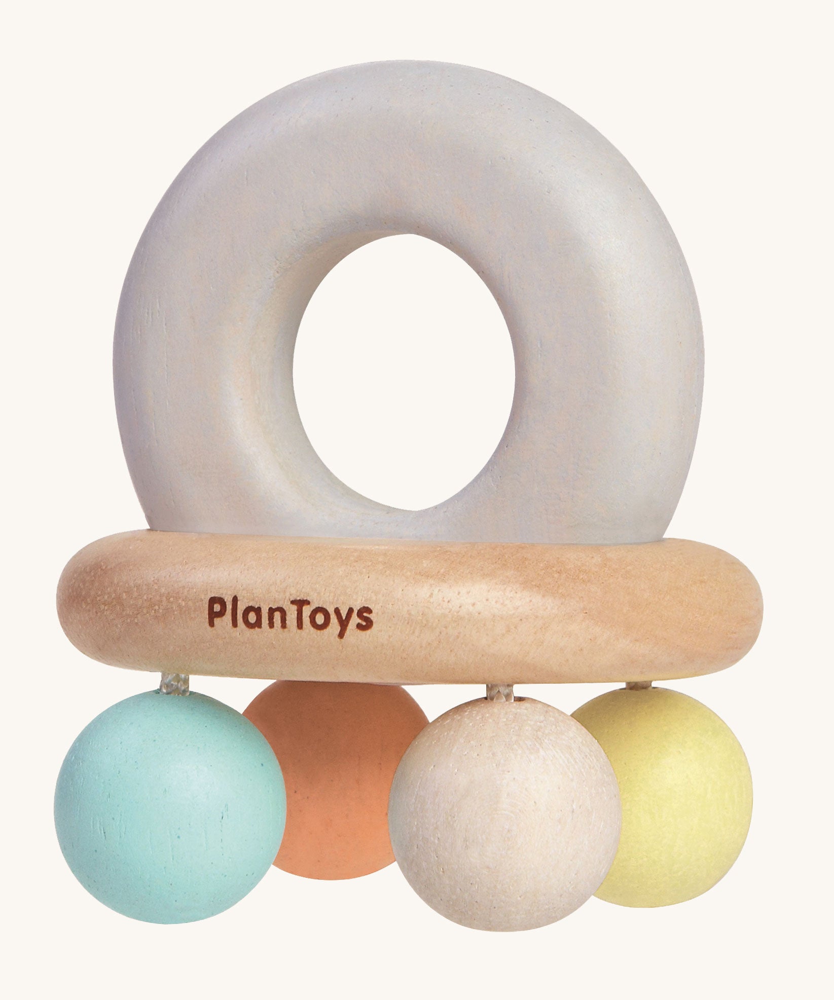 The PlanToys Pastel Bell Rattle on a plain background.