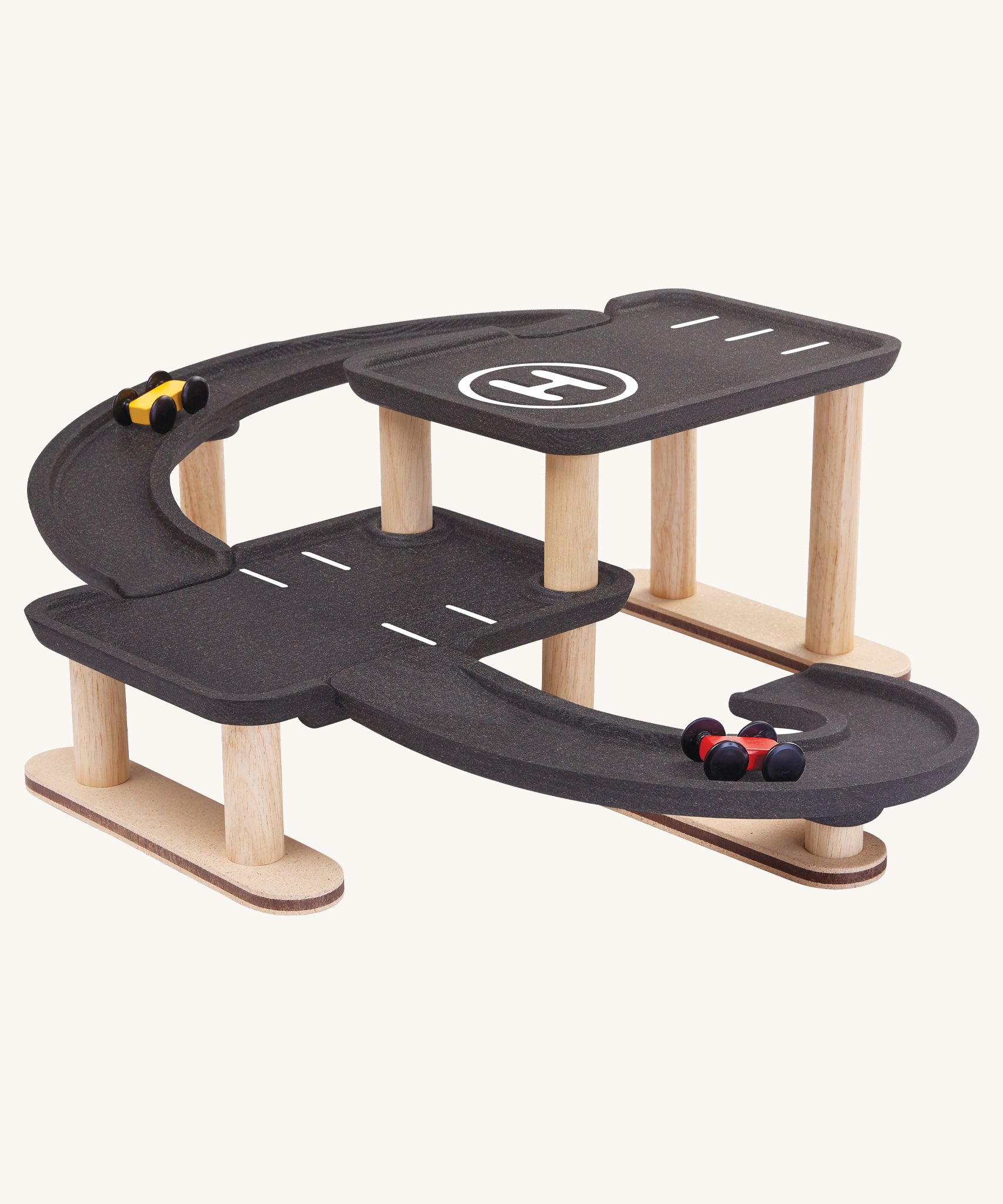 The PlanToys PlanWorld Race N Play Parking Garage on a plain background.