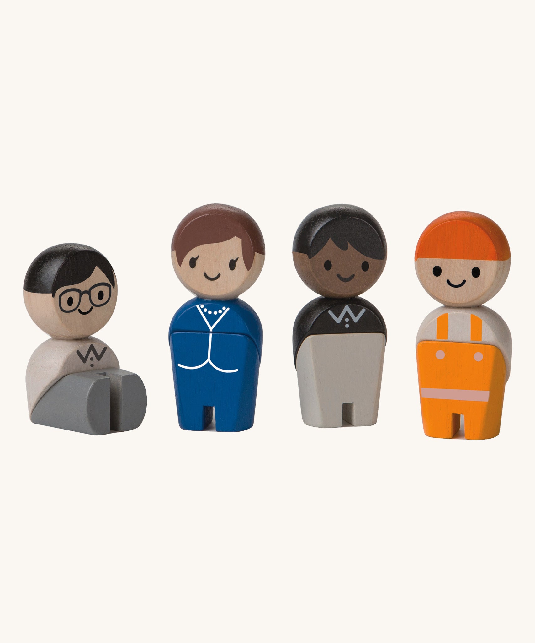 The PlanToys PlanWorld Trades People on a plain background.