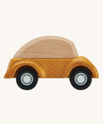 A side view of the PlanToys Yellow Car on a plain background.